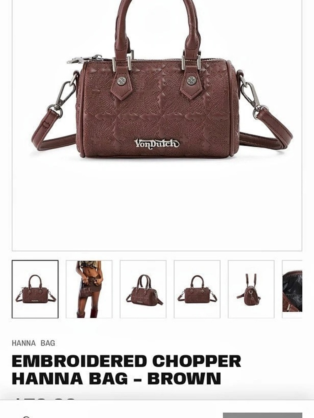 Von Dutch Embroidered Chopper Hanna Bag - Brown